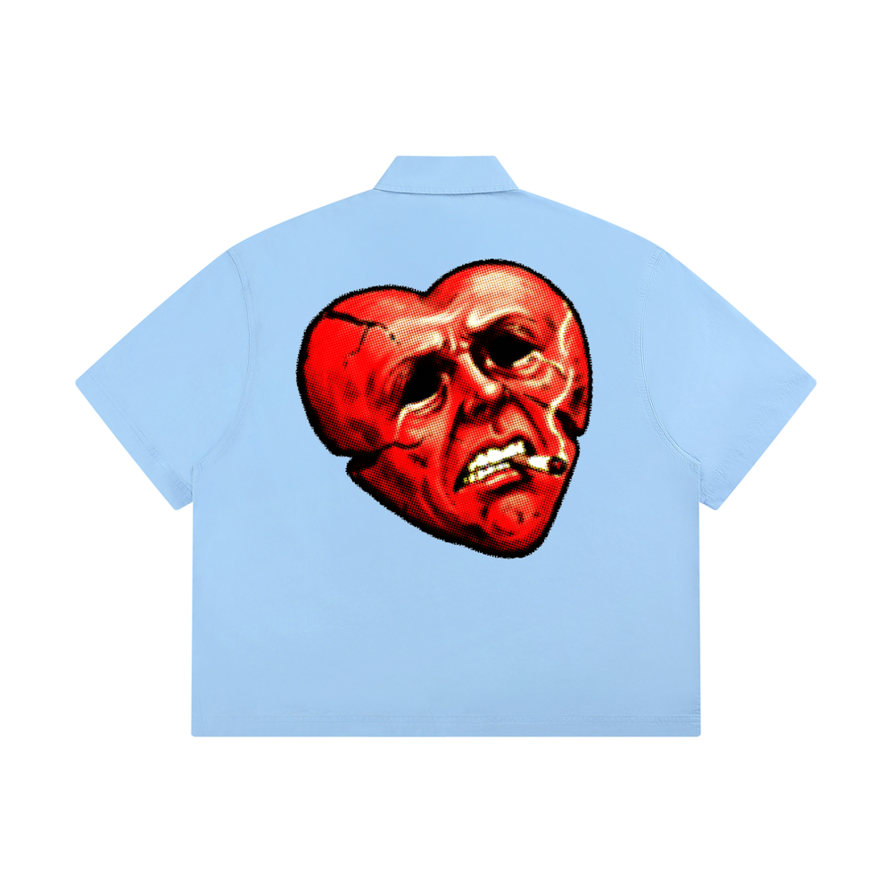 CHROMEPRIX "HEART" BLUE BOXY BUTTON SHIRT
