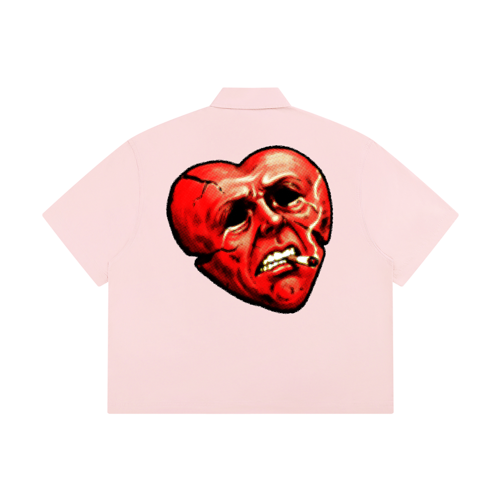 CHROMEPRIX "HEART" PINK BOXY BUTTON SHIRT
