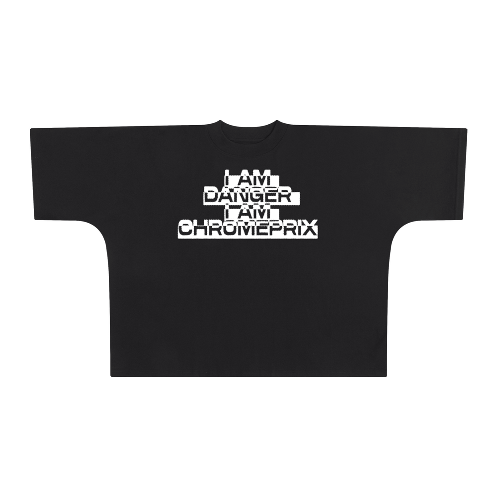 CHROMEPRIX "I AM" BLACK ONE-PIECE BOXY TEE