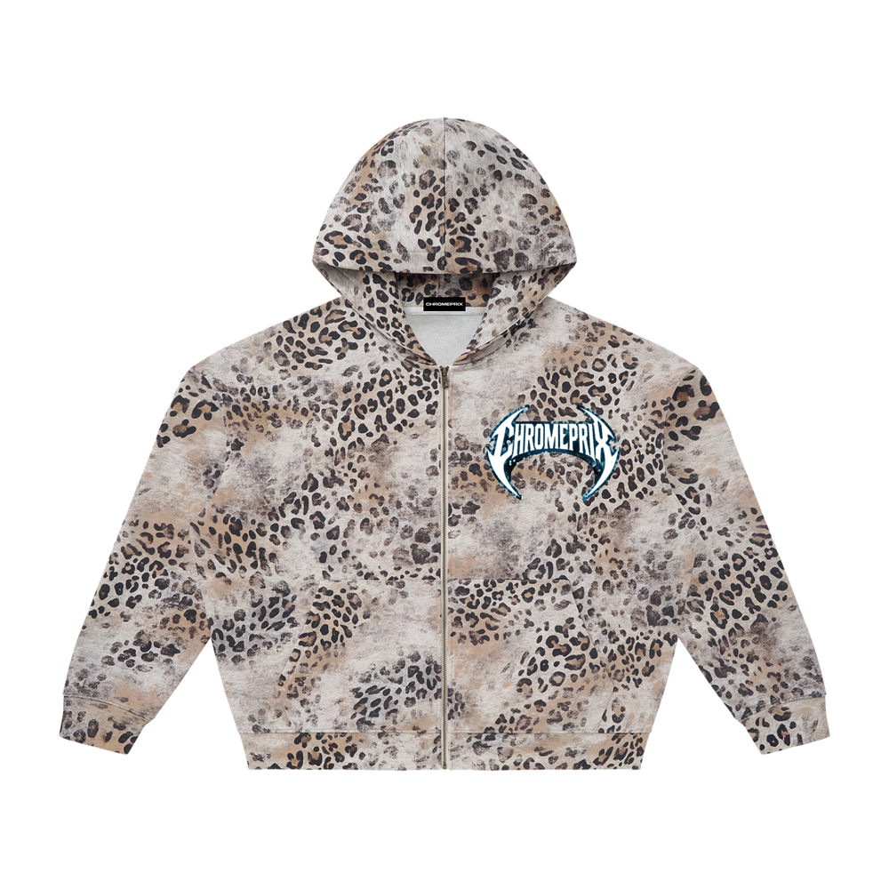 CHROMEPRIX "LEOPARD" BEIGE ZIP HOODIE