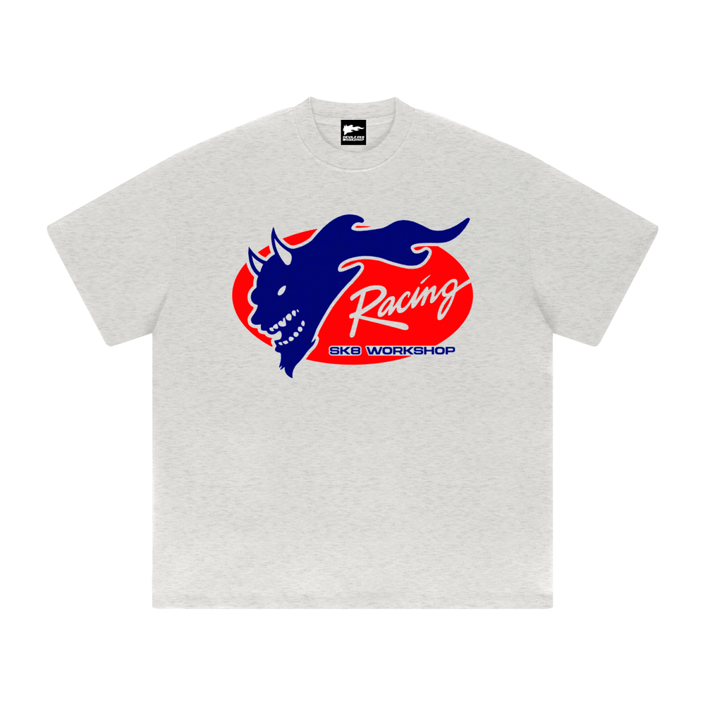 DVSK8 "RACING" HEAVYWEIGHT GREY TEE