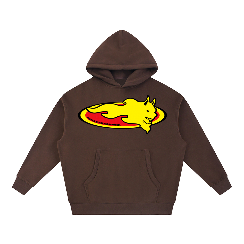 DVSK8 "LOGO" BROWN BOXY FIT HOODIE