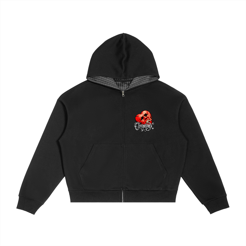 CHROMEPRIX "HEART" CONTRAST BOXY ZIP HOODIE