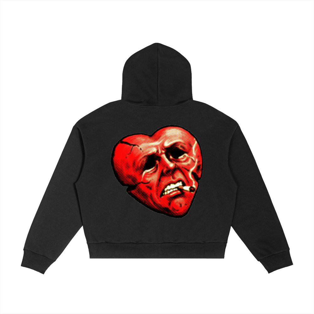 CHROMEPRIX "HEART" CONTRAST BOXY ZIP HOODIE