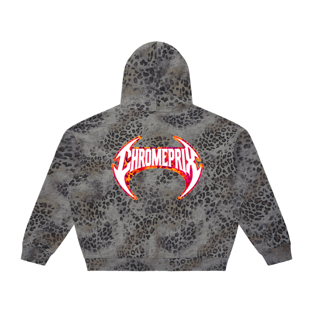 CHROMEPRIX "LEOPARD" GREY ZIP HOODIE