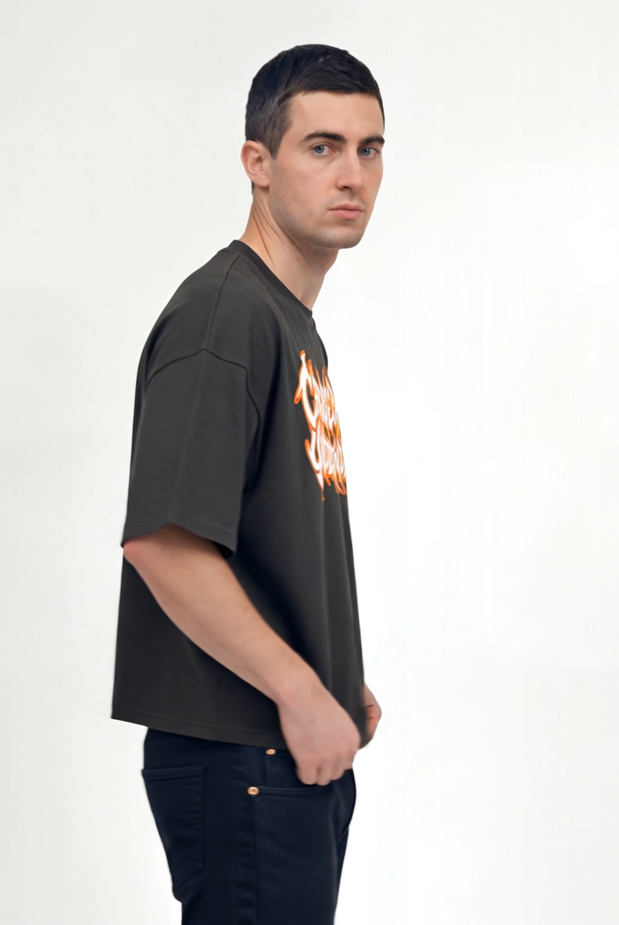 CHROMEPRIX GREY BOXY TEE