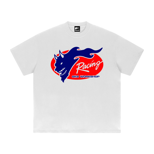 DVSK8 "RACING" HEAVYWEIGHT WHITE TEE