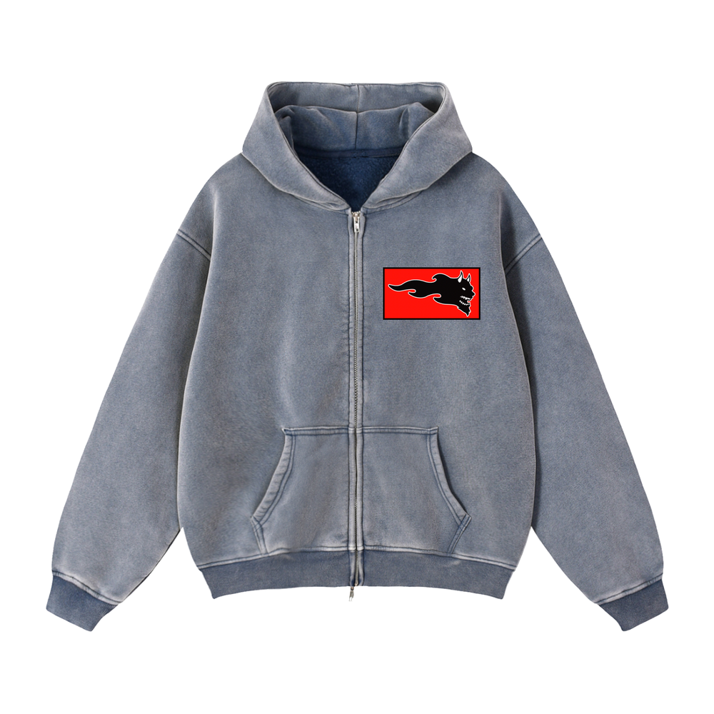 DVSK8 ICY-BLUE ZIP-UP FLEECED HOODIE