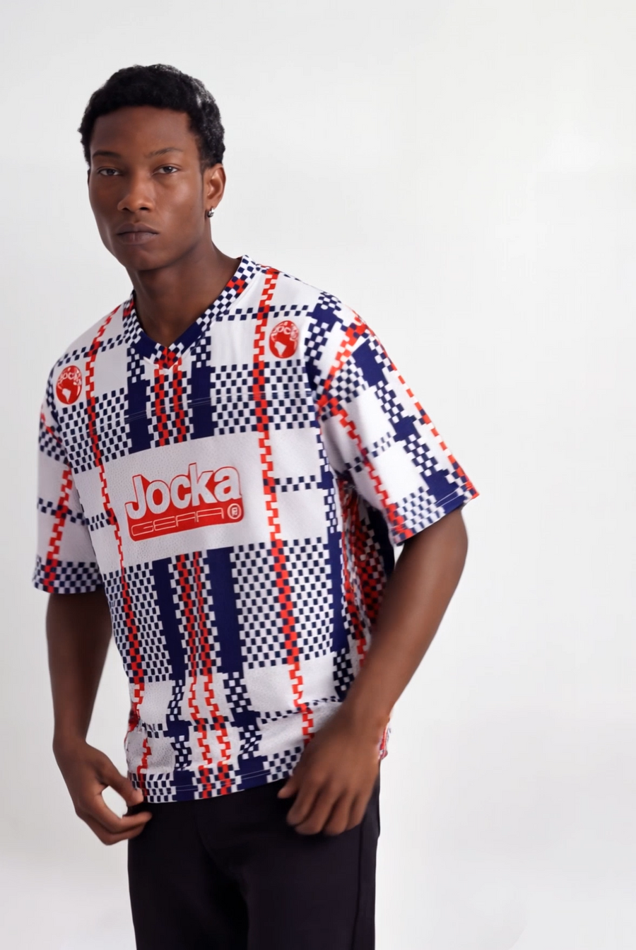 JOCKA GEAR PLAID AMERICAN FOOTBALL JERSEY