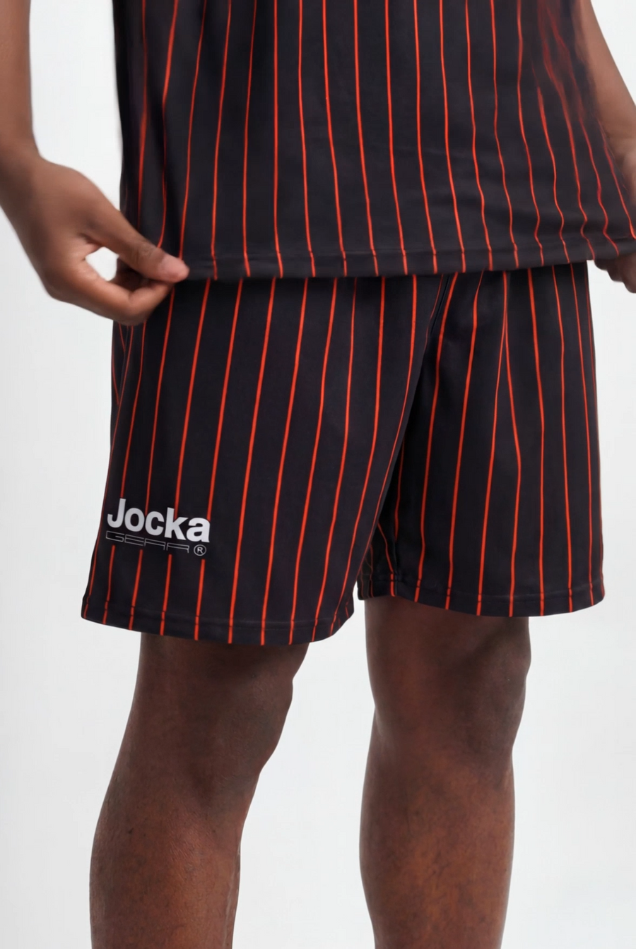 JOCKA GEAR BLACK STRIPED MESH SHORTS