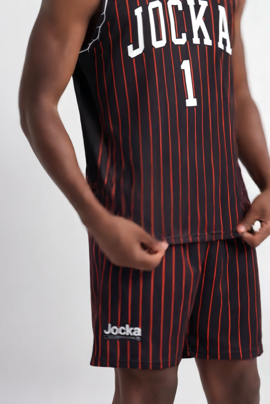 JOCKA GEAR BLACK STRIPED MESH SHORTS