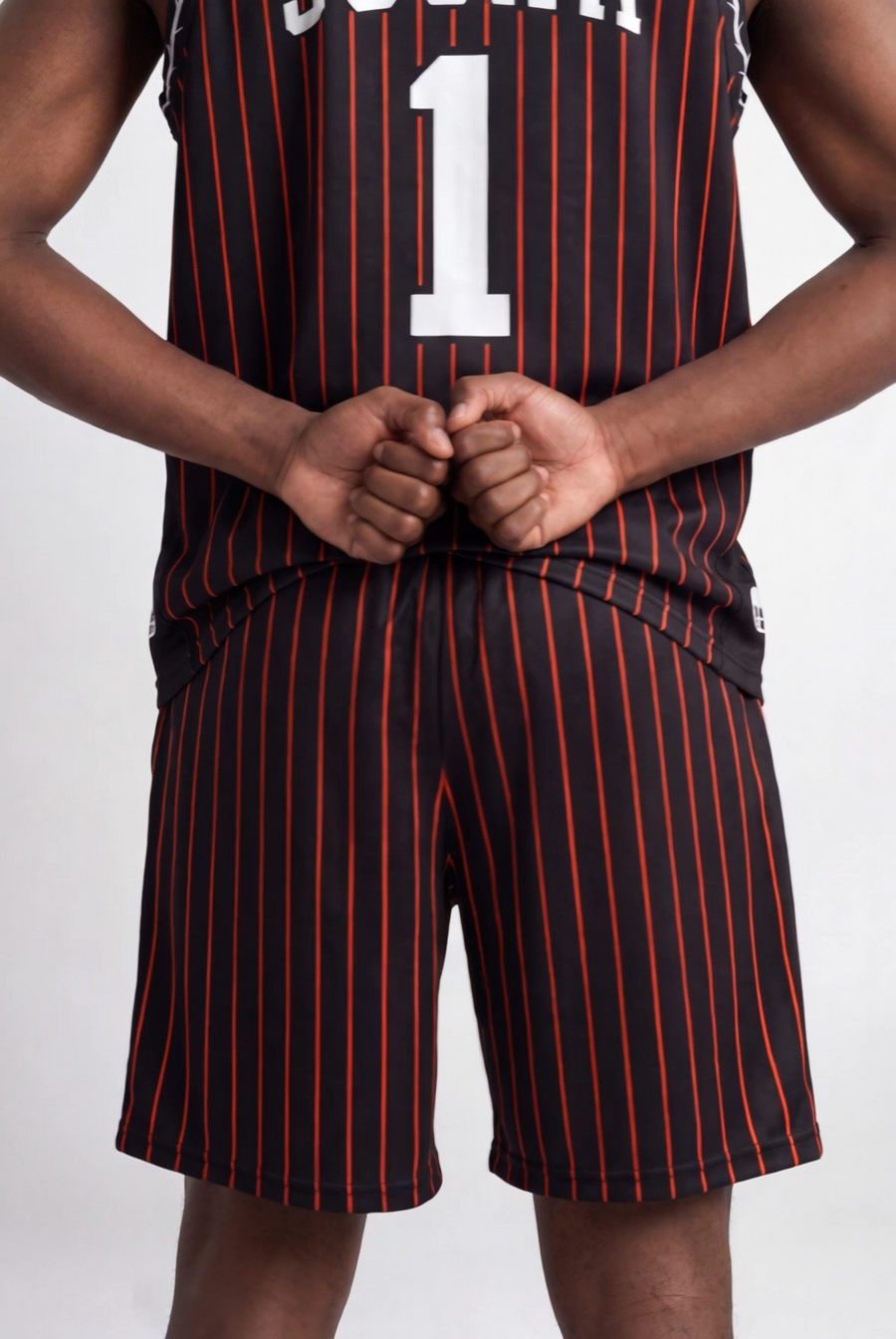 JOCKA GEAR BLACK STRIPED MESH SHORTS